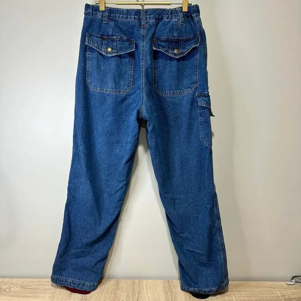 HABAND'S Arctic Bear Fleece Lined Denim Jeans, Sz 34 - Picture 2 of 4